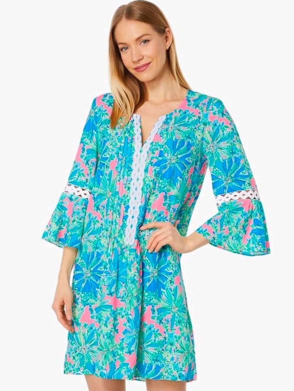 Lilly Pulitzer Women's Soleil Pink Good Hare Day Hollie Tunic Dress Size M NWT